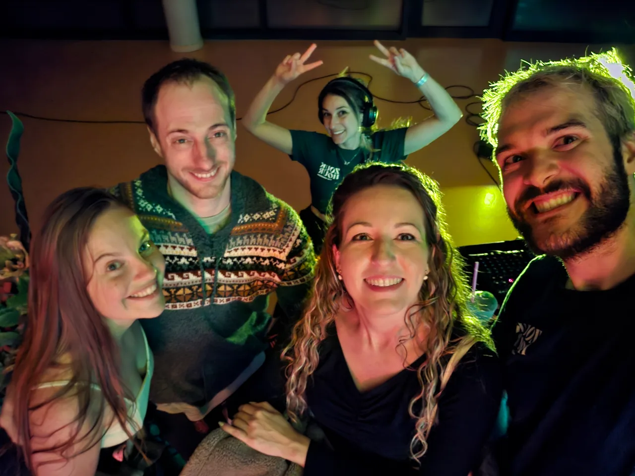 A group selfie of smiling dancers