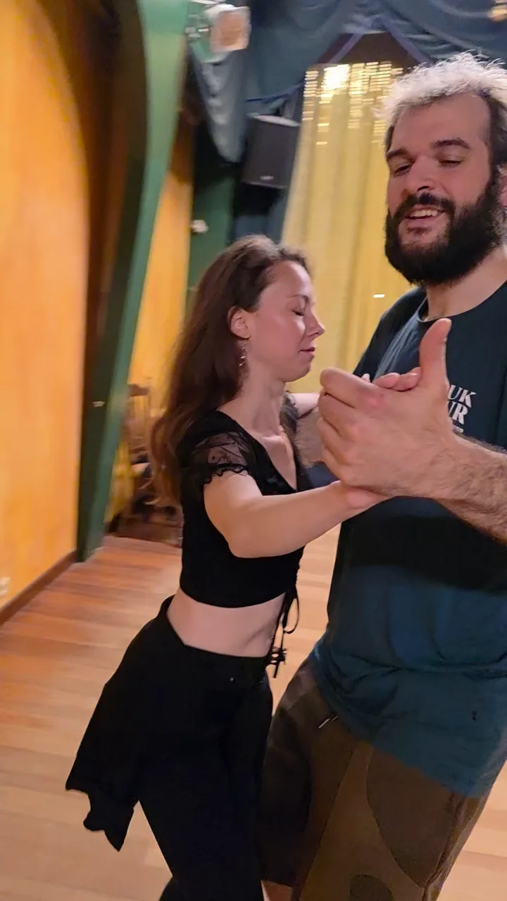 A couple in a close embrace